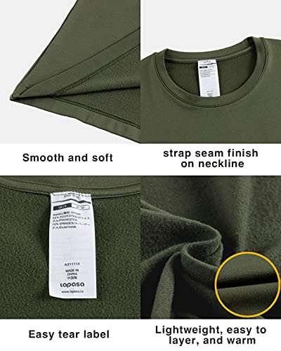 LAPASA Men's Thermal Underwear Top Crewneck Long Sleeve Shirt Base Layer Lightweight Winter Thermoflux 100 M09 Small Olive Green 2 Pack