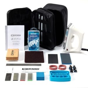 XCMAN Complete Ski Snowboard Tuning Waxing Combo Kit with Waxing Iron,Ski Wax,Side Edge Tuner,Ptex Base Repair,Gummy Stone,Diamond Stones for ski Snowboard EdgeTuning