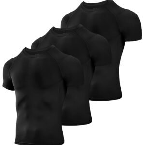 Niksa Men's Compression Shirts 3/5 Pack, Short Sleeve Athletic Compression Tops Cool Dry Workout T Shirt