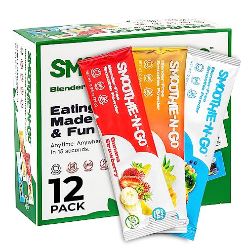 Smoothie-N-Go Freeze Dried Fruit Smoothie Mix Powder, Variety Pack – Healthy Snacks, Plant Based, with Real Fruits & Veggies, Vitamins & Fiber, Superfoods, Gluten Free, Low Calorie, Non-GMO, No Sugar Added