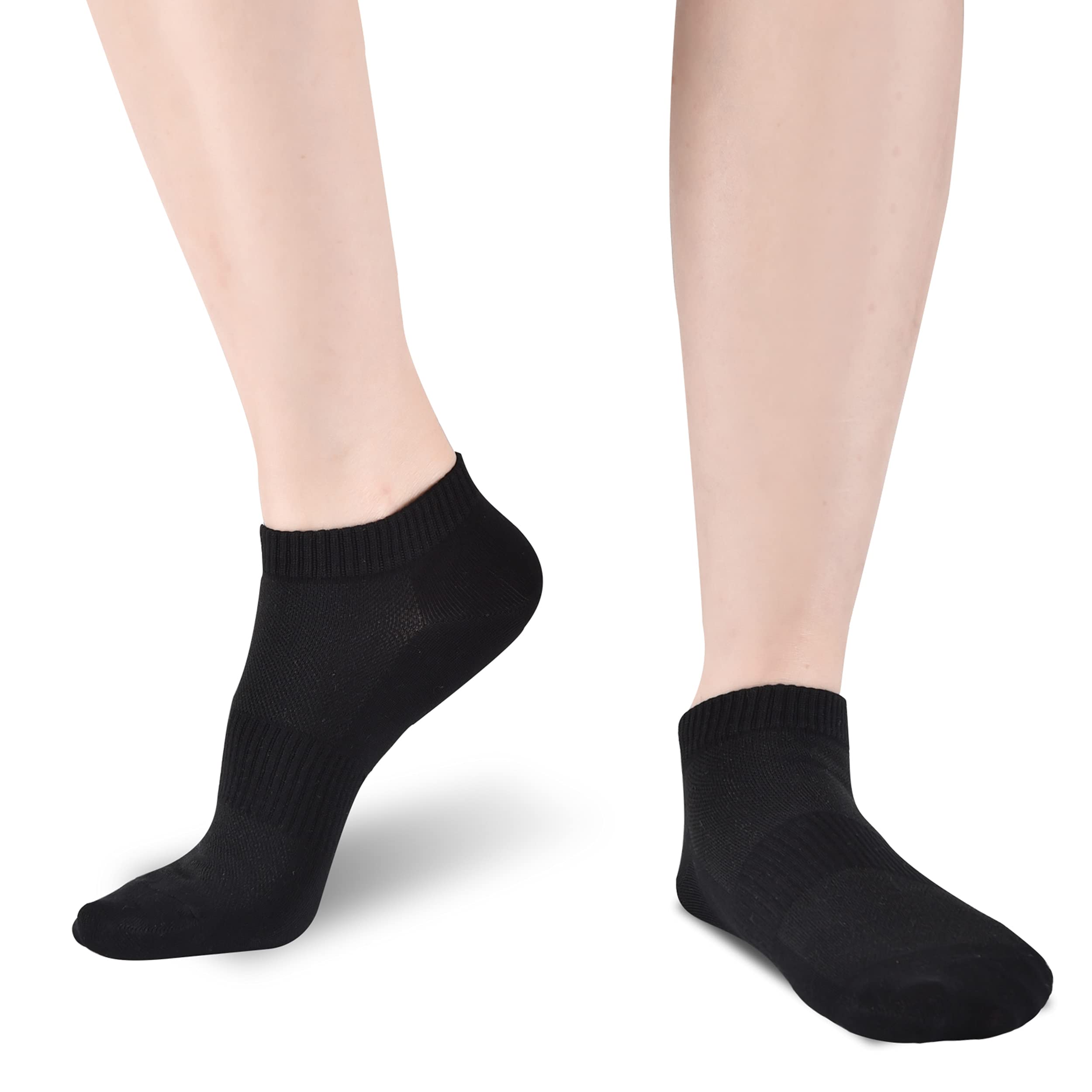 Cozi Foot 10 Pairs Women Ankle Socks Athletic Soft Low Cut Socks (Shoe Size: 5-8, C02-Black)