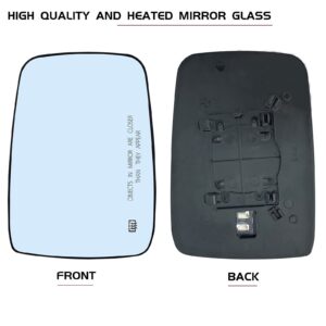 Passenger Right Side Heated Mirror Glass Replacement for 2009-2018 Dodge Ram 1500 2500 - Side View Heated Convex Mirror Glass with Rear Holder, Replace 68079363AA, 68050299AA