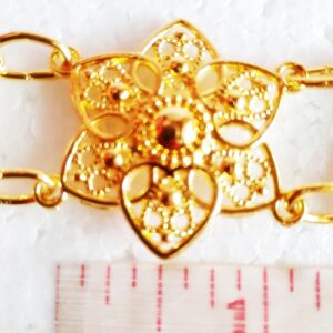 PunPund Belt Thai Gold Plate Star Flower Vintage Women Thailand Costume Wedding Chain Dress Dance Ram Thai 40-41 Inches