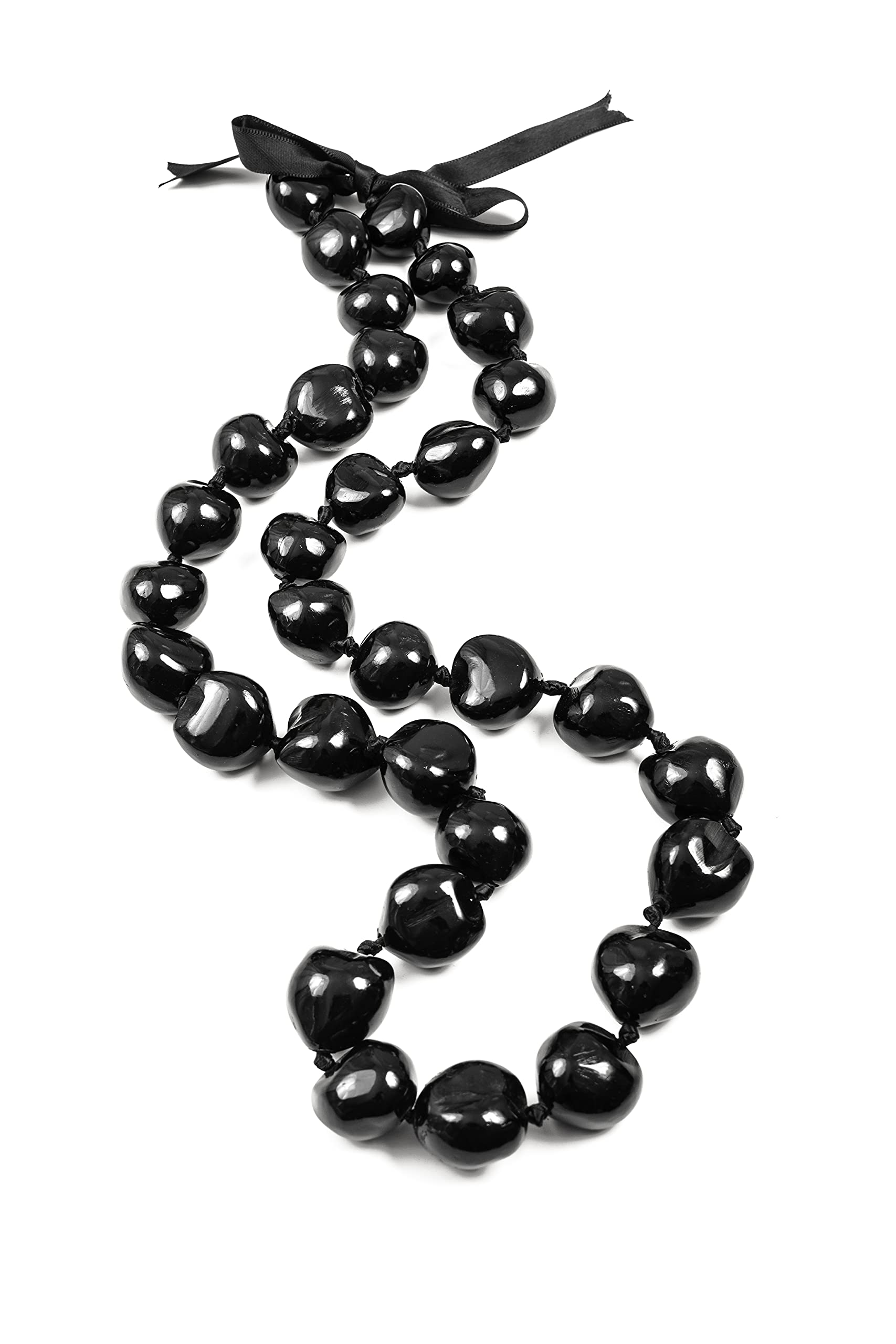 Aloha Outlet Black Kukui Nut Lei Necklace - 6 pack