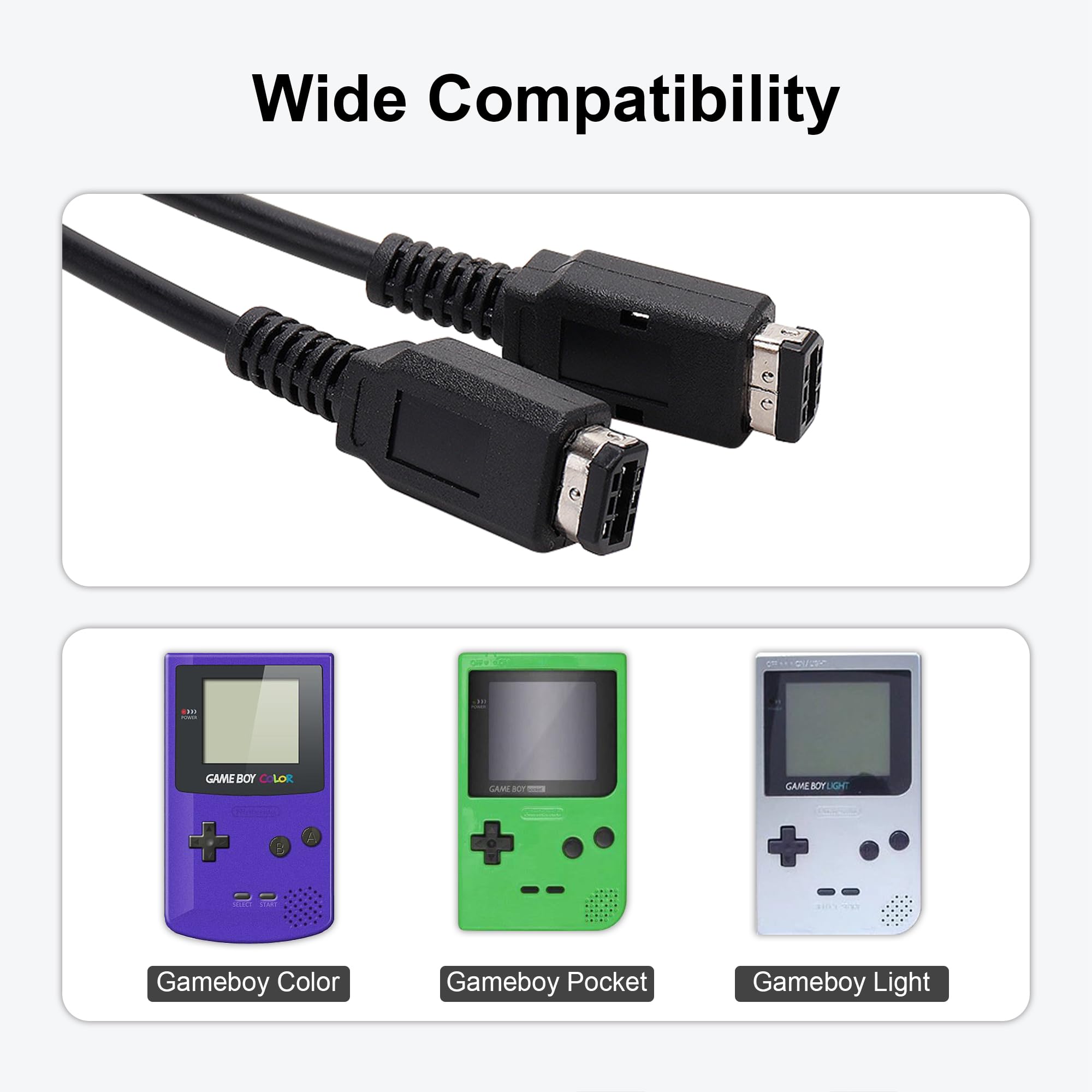 CSTESVN GBC Link Cable, 2 Player Link Cable Connect Cord Compatible with Nintendo Gameboy Color, Game Link Cable for Gameboy Color/Pocket/Light, 3.9Ft Black