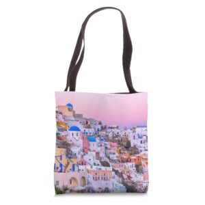 santorini greece tote bag