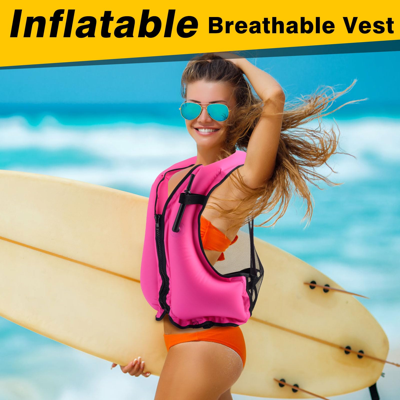 SOLY Inflatable Snorkel Vest for Adults，Snorkeling Vest，Snorkeling Vest for Kayaking Canoeing Water Sports Safety.