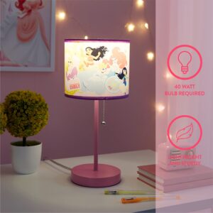 Idea Nuova Disney Princess Stick Table Lamp with Printed Shade, 15.5" H x 7.5" W,metal