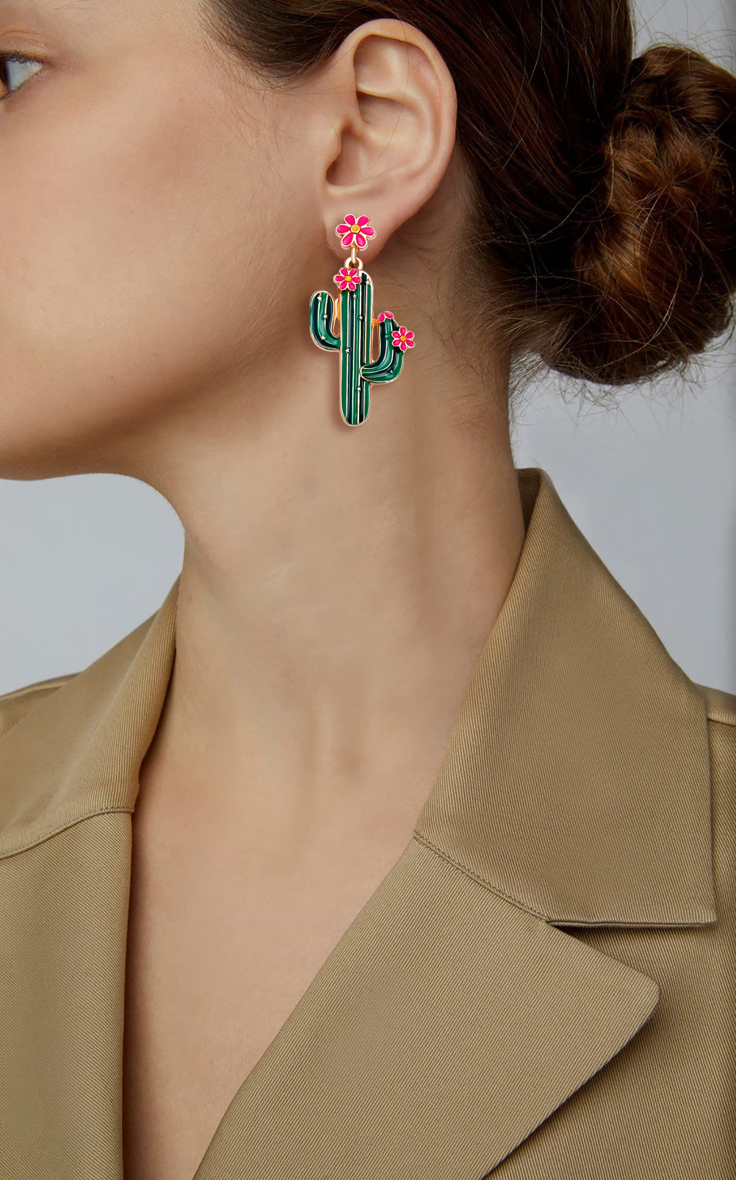 BVGA Metal Dangle Earrings for Women Statement Cactus Strawberry Palm Leaf Monstera Drop Dangle Earrings Fashion Jewelry