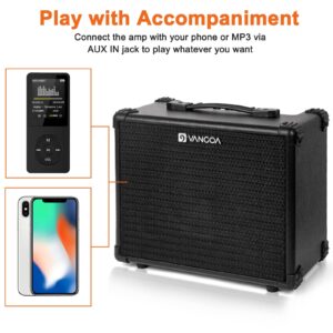 Vangoa Bass Guitar Amplifier 15W Portable Electric Bass Combo Amp Small for Bass Practice Amp Indoor Outdoor, Black