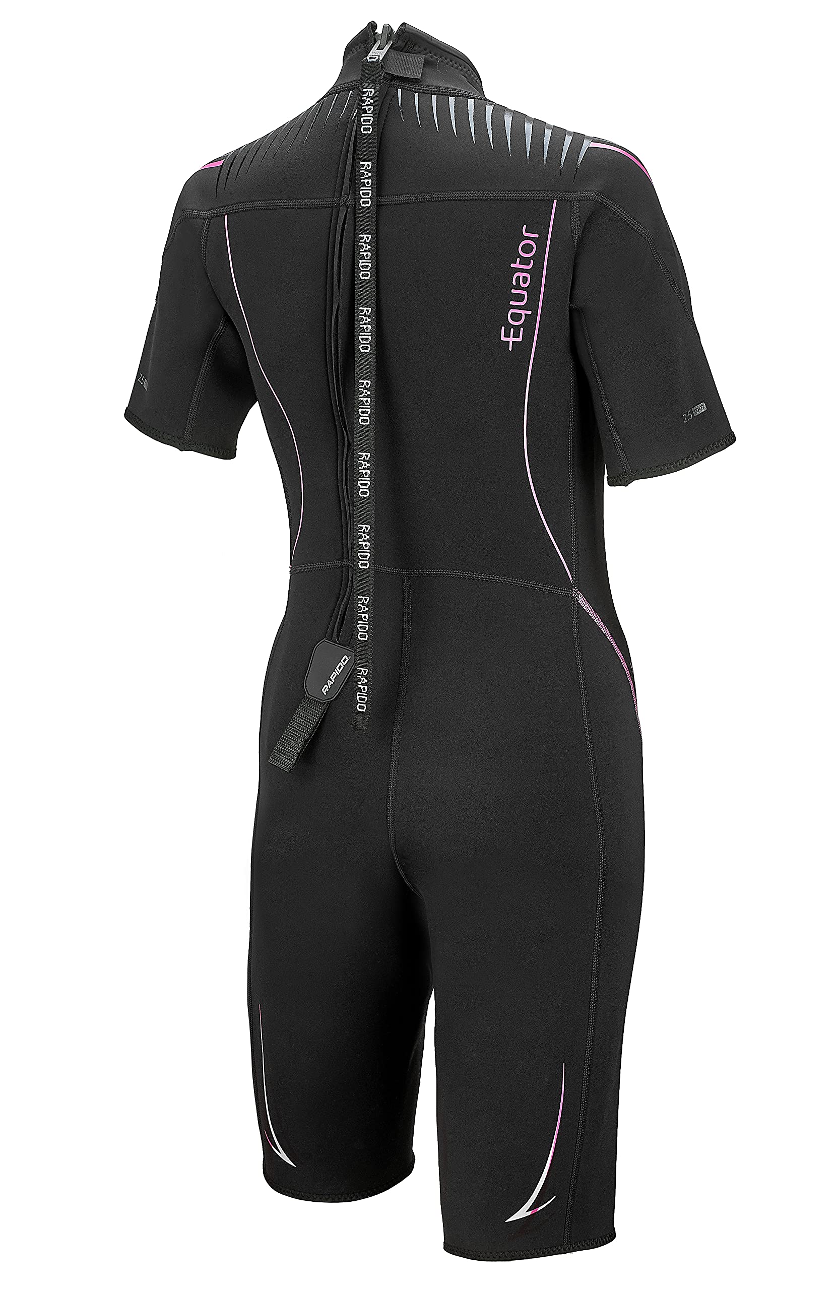 Rapido Boutique Collection Women's Equator Superior Flex Stretch Neoprene Wetsuit Shorty Scuba Snorkeling Surf Suit… (Black Pink, Large)