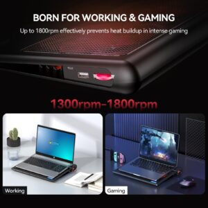 TECKNET Laptop Cooling Pad, 12"-15.6" Laptop Cooler, Gaming Laptop Cooling Stand, Wind Speed Adjustable, 2 USB Powered Laptop Fan Cooling Pad for Laptop Within 16 Inch (Red)