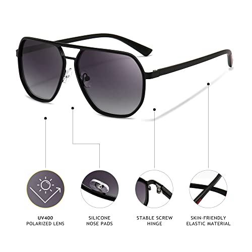 SUNGAIT Aviator Sunglasses for Men and Women, Polarized Trendy Square Sun Glasses Retro Pilot Shades UV Protection