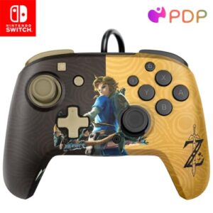 pdp rematch enhanced wired nintendo switch pro controller, switch lite/oled compatible (zelda breath of the wild gold/black)