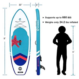 WOWSEA K1 Inflatable Stand Up Paddle Board, Touring and Stable Kids SUP Boards Inflatable, Enjoyable Paddle Board, Nice Choice for Aquatic Teaching and Recreation