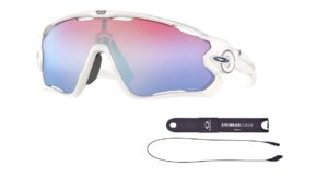 oakley oo9290 jawbreaker 929021 31mm polished white/prizm snow saphire rectangular sunglasses for men+ bundle accessory leash + bundle with designer iwear eyewear kit