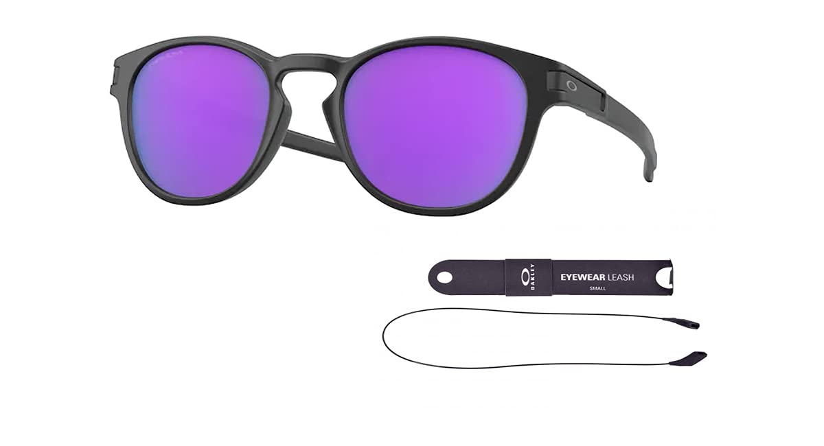 Oakley OO9265 Latch 926555 53MM Matte Black/Prizm Violet Oval Sunglasses for Men + BUNDLE Accessory Leash Kit + BUNDLE with Designer iWear Eyewear Kit