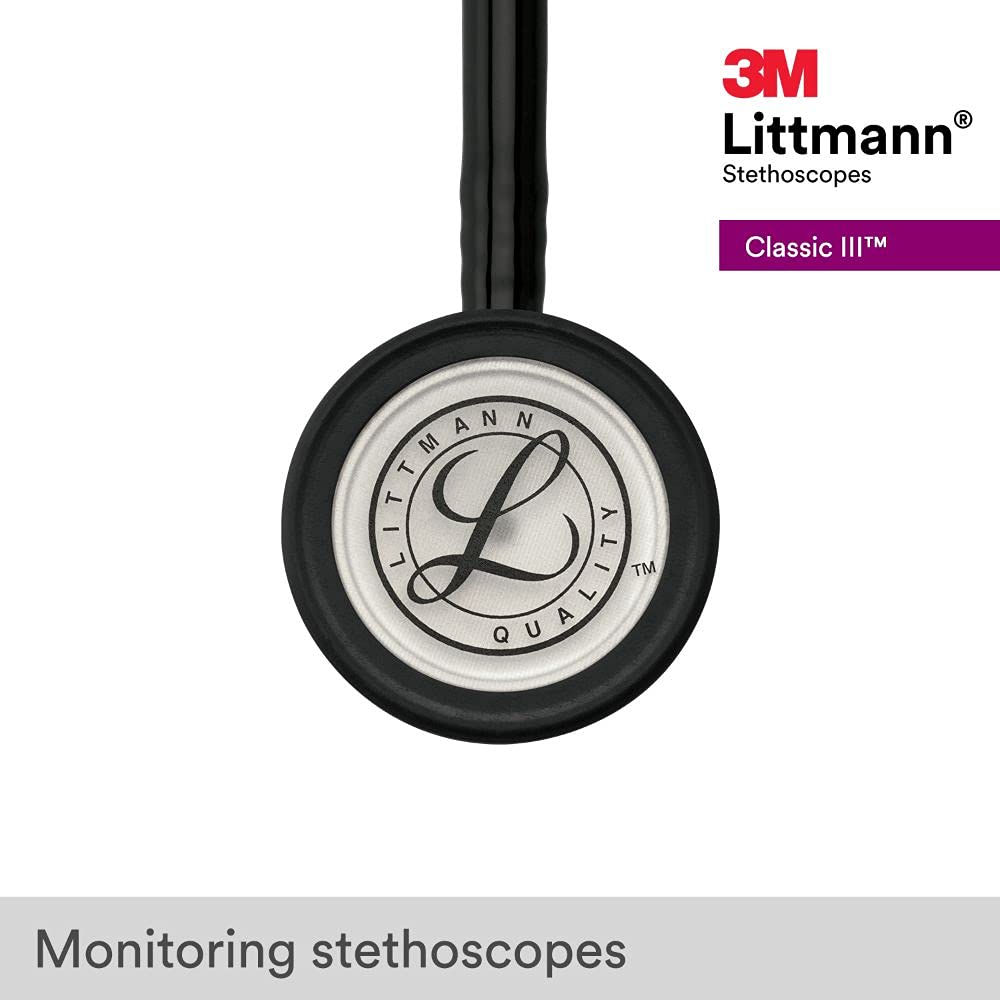 3M 5620 Littmann Classic III Monitoring Stethoscope with Black Identification Tag, 27" Black Tube