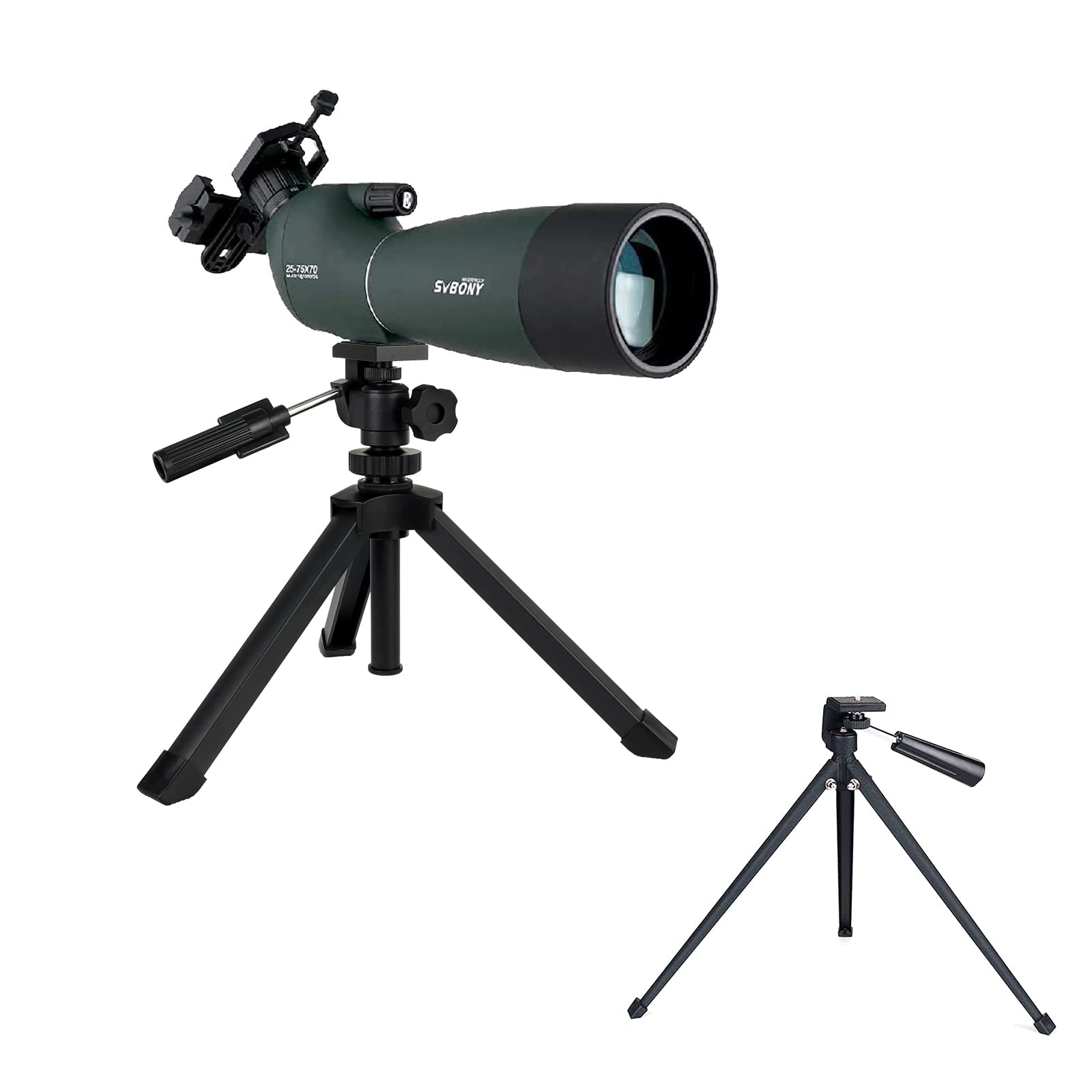 SVBONY SV28 25-75X70 Angled Spotting Scopes for Target Shooting, with Tripod, Adjustable Tripod and Desktop Tripod, Birding, Wildlife Viewing