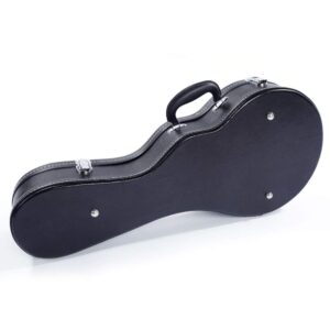 F-Style Microgroove Mandolin Hard shell Case Pattern Leather Wood Mandolin Case Black