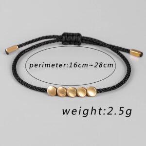 MENGLINA Women Men Handmade 5 Irregular Brass Copper Beads Tibetan Bracelet Chinese Feng Shui Lucky Red String Rope Couple Bracelets Distance Friendship Lovers Gifts (Red Red)