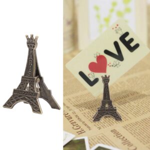 Hemoton 18pcs Eiffel Tower Place Card Holders Metal Table Photo Holder Table Number Card Holders Table Pictures Stand Memo Note Clip for Home Office Wedding Party Decor