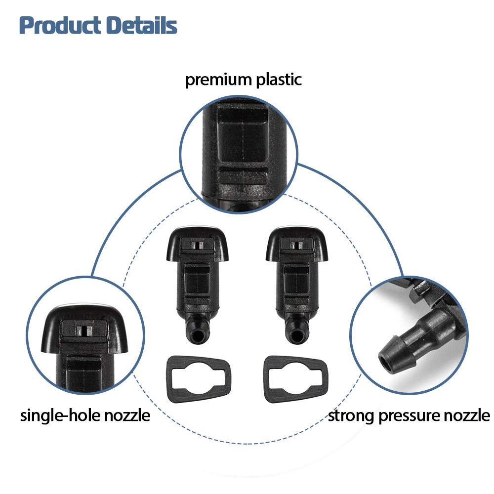 Front Windshield Washer Nozzle Wiper Spray Kit Compatible with 2008-2011 Ford Focus 2007-2011 Edge 2007-2010 Lincoln MKX Base Premium Sport OEM 8S4Z17603AA 7T4Z-17603-A (pack of 2)