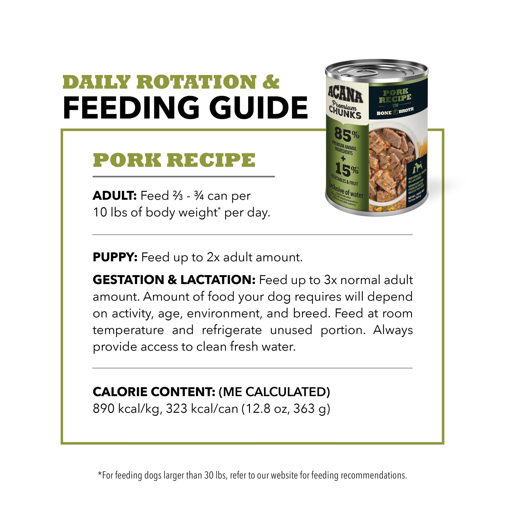 ACANA Premium Chunks Wet Dog Food, Pork Recipe in Beef Bone Broth and Lamb Liver, 12.8oz (Case of 12)