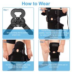 Nvorliy ROM Metal Hinged Knee Brace, Adjustable Open Patella Pad, Medical Knee Immobilizer for ACL, Post Op, Tendon, Orthopedic Rehab and Meniscus Injuries, Fit Right & Left Leg, Women & Men