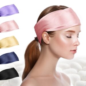 fantastic house silk spa headbands for washing face, 100% mulberry silk scarf for hair wrapping, adjustable ponytail face wash headbands for women and girls for sleep, makeup, sport