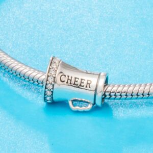 ARTCHARM Cheer Charms Sterling Silver Cheerleader Charm Sport Charm, Valentine's Day Gift for Lovers/Friends/Mothers/Travelers