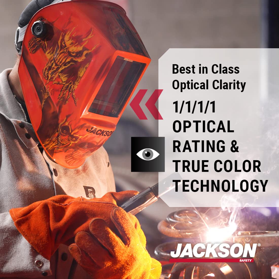 Jackson Safety Premium Graphic Welding Hood with ADF - Ultra Lightweight Auto Darkening Welding Helmet - ANSI Z87.1 (Multiple Styles)