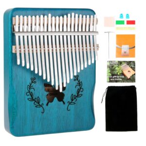 lemfema kalimba 21 keys, portable kalimba thumb piano, finger piano kalimba 21 keys, thumb piano for kids and adults beginners(blue)