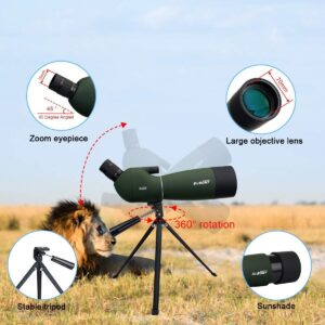 SVBONY SV28 25-75X70 Angled Spotting Scopes for Target Shooting, with Tripod, Adjustable Tripod and Desktop Tripod, Birding, Wildlife Viewing