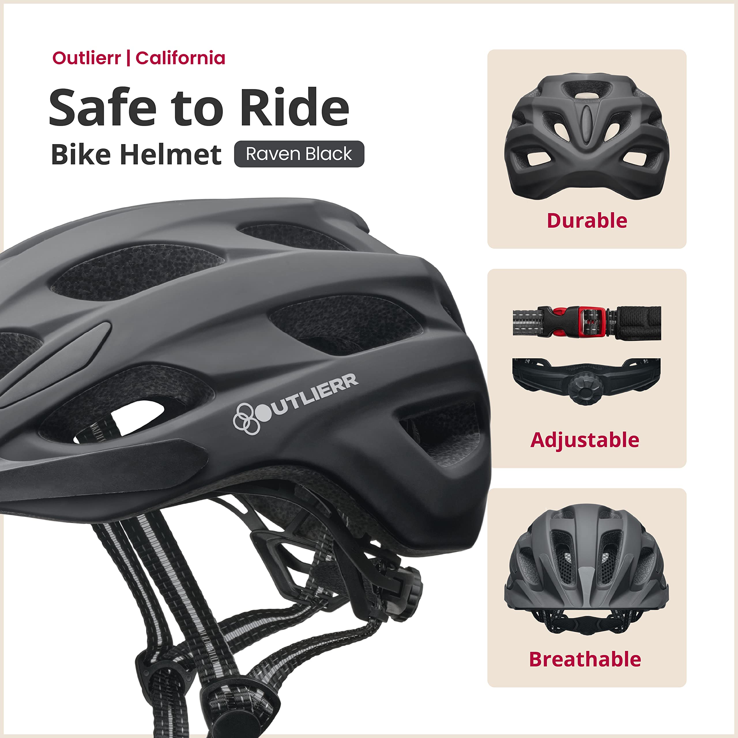 Outlierr safe to ride bike helmets for adults, Lightweight, Bicycle Helmet, Super Comfy, Great Gift Choice, with Detachable Visor, Road Bike, Cycling Helmet for Men, Women, Youth