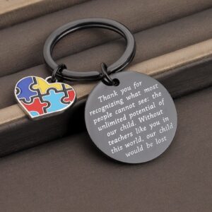 ENSIANTH Autism Teacher Keychain Autism Teacher Gift Autism jewelry Gift Autism Teacher Appreciation Gift (Autism Teacher Key Black)