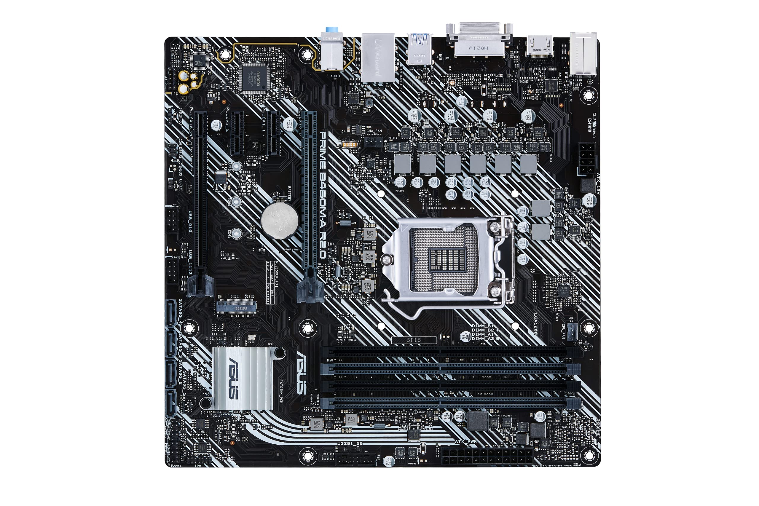 ASUS Prime B460M-A R2.0 Intel® H470 (LGA 1200) for Intel 11th gen & 10th Gen CPUs, 8 power stages, Intel® 1 Gb Ethernet, HDMI, DVI, M.2 slot, 4*SATA 6Gb/s, front USB 3.2 Gen 1, mATX motherboard