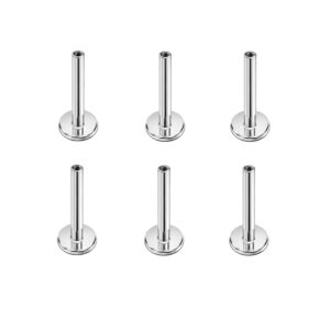 FANSING 6pcs 16g 10mm Silver Surgical Steel Internally Threaded Labret Post Without End