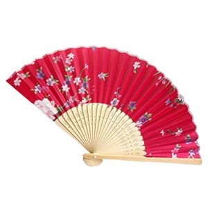 DUO ER Summer Vintage Bamboo Folding Hand Held Flower Fan Chinese Dance Party Pocket Gifts Wedding Colorful Dropshipping (Color : H)