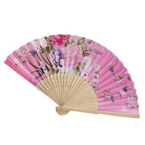 DUO ER Summer Vintage Bamboo Folding Hand Held Flower Fan Chinese Dance Party Pocket Gifts Wedding Colorful Dropshipping (Color : H)