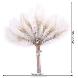 Feather Fan Peacock Bridal Bouquet Ostrich Marabou Handheld Crystal Flapper Accessories for Dance A02 21