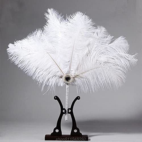 Feather Fan Peacock Bridal Bouquet Ostrich Marabou Handheld Crystal Flapper Accessories for Dance A02 21