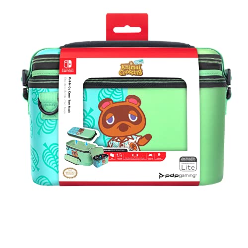 PDP Gaming Officially Licensed Switch Pull-N-Go Travel Case - Animal Crossing - Semi-Hardshell Protection - Protective PU Leather - Holds 14 Games - Works with Switch OLED & Lite - Perfect for Kids