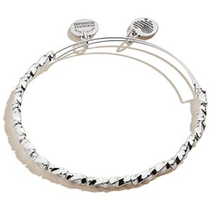 Alex and Ani Accents Majesty Metal Beaded Expandable Bangle for Women, Shiny Silver Finish, 2 to 3.5 in