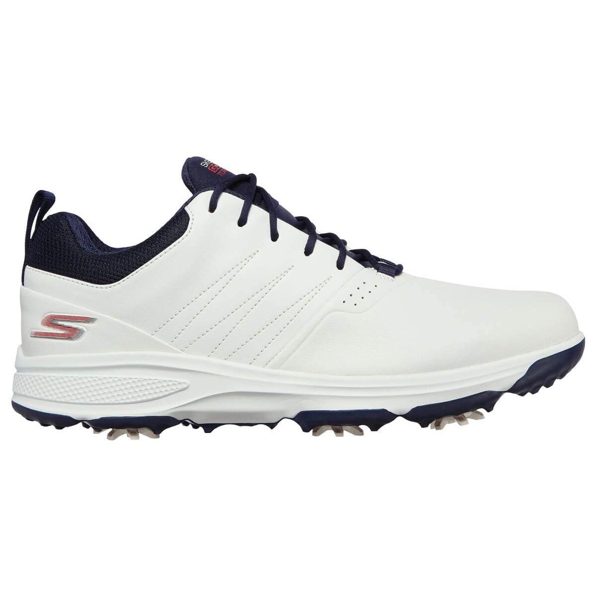 Skechers Men's Go Torque Pro Waterproof Golf Shoe Sneaker, White/Navy, 9 Wide