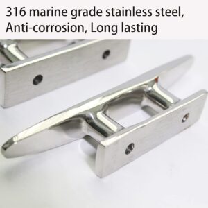 KAHACIYO Boat Cleat Open Base Boat Cleat 4 inch, Dock Cleat 316 Stainless Marine Grade Steel, Highly Polished Include Installation Accessories Screws