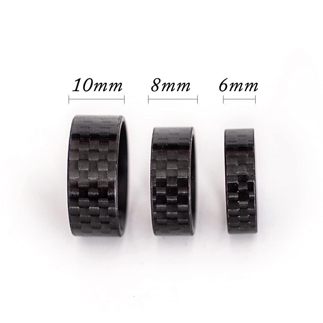 6/8/10mm Handmade 3K Carbon Fiber Ring Band Men Woman Wedding (9, 8)