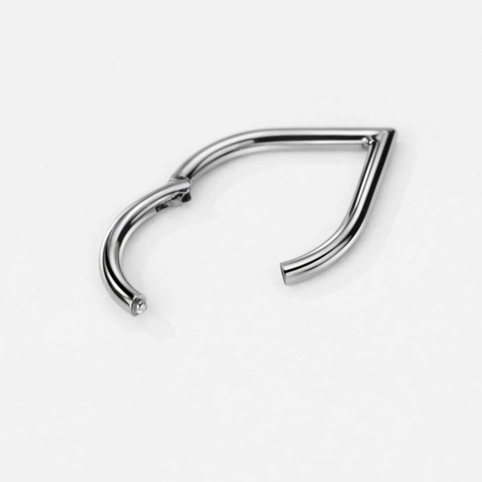 FANSING G23 Titanium Septum Jewelry 16g Septum Rings for Women Teardrop Septum Clicker Silver Septum Ring 16 Gauge 8mm Daith Piercing Jewelry Triangle Septum Ring