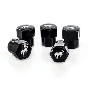 ford bronco black plastic tire valve stem cap covers (pack of 5)