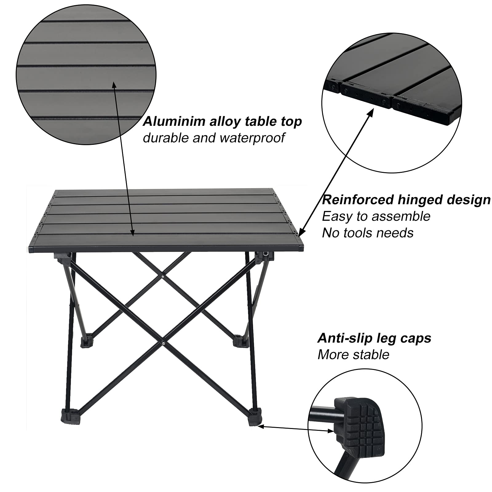 Audoyon Foldable Camping Side Table, Ultralight Small Beach Table Aluminum, Portable Outdoor Table with Carry Bag and Storage for Picnic, Grill, Hiking, Fishing, Sand, Camping Essentials(S)